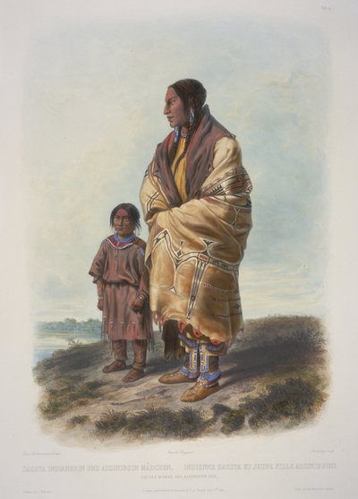 Dakota Woman and Assiniboin Girl by Karl Bodmer
